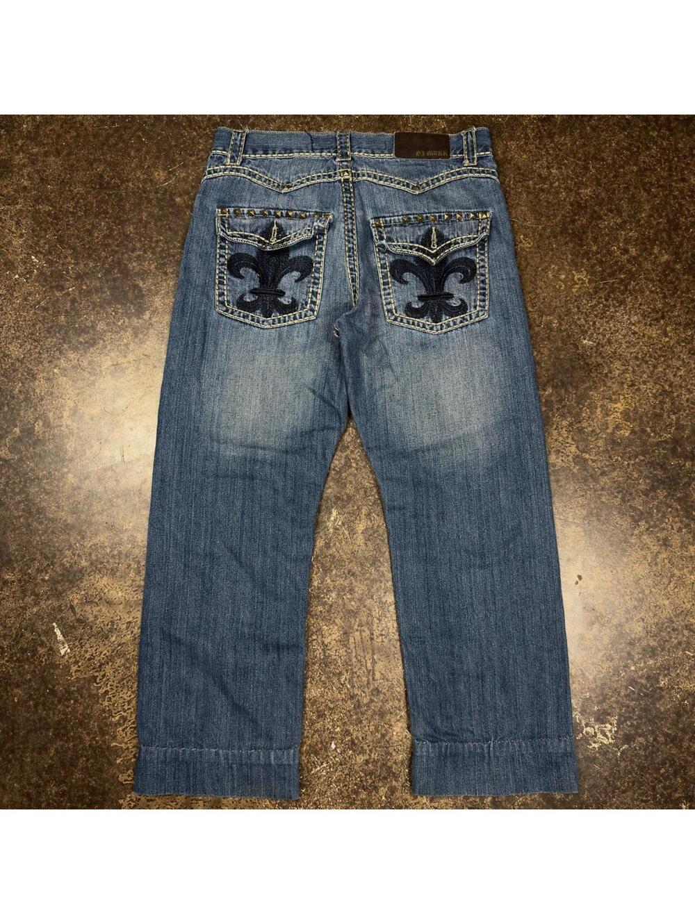 Vintage Y2K PJ Mark Baggy Jeans 34x32 Embroidered Hip Hop Denim